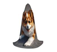 KPXXAQT Cape à capuche amusante avec imprimé corgi marron pour cosplay, carnaval, festival, fête à thème