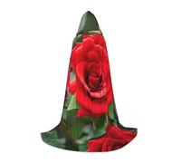KPXXAQT Cape à capuche avec imprimé de roses rouges pour cosplay, carnaval, festival, fête à thème