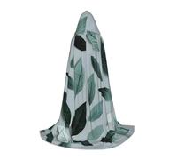 KPXXAQT Cape à capuche avec imprimé feuilles gris menthe pour cosplay, carnaval, festival, fête à thème