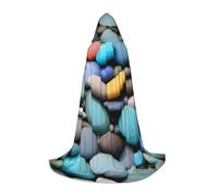 KPXXAQT Cape à capuche avec imprimé galets colorés pour cosplay, carnaval, festival, fête à thème