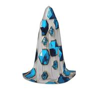 KPXXAQT Cape à capuche avec imprimé hexagones bleus et diamants pour cosplay, carnaval, festival, fête à thème