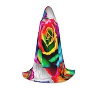 KPXXAQT Cape à capuche avec imprimé rose arc-en-ciel pour cosplay, carnaval, festival, fête à thème