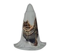 KPXXAQT Cape à capuche avec imprimé vieux bateaux vikings pour cosplay, carnaval, festival, fête à thème