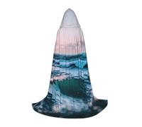 KPXXAQT Cape à capuche imprimée vagues de l'océan pour cosplay, carnaval, festival, fête à thème