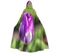 KPXXAQT Cape à capuche pour adulte avec imprimé tulipe violette pour cosplay, fête, carnaval, célébrations