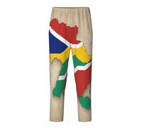 KPXXAQT Carte du drapeau des Seychelles comme une grenouille Imprimé Sommeil Loisirs Pantalon Confortable Fit Pyjama Pantalon Bas Relax Pratique, Noir , 22-24