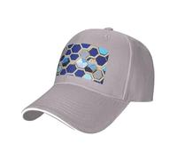 KPXXAQT Casquette de baseball à taille réglable avec hexagones bleus et impression diamant pour ajouter du style au quotidien, gris, Taille unique