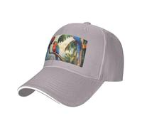 KPXXAQT Casquette de baseball avec imprimé perroquet et arbre tropical, taille réglable, chapeau sandwich élégant qui ajoute simplement du style quotidien, gris, Taille unique