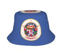 KPXXAQT Chapeau universel à large bord imprimé drapeau de l'État du Minnesota, casquette seau de protection solaire, confortable, aventures en plein air, noir