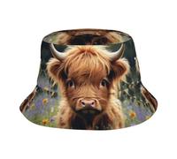 KPXXAQT Chapeau universel à large bord imprimé vache mignon chapeau seau de protection solaire confortable aventures en plein air noir