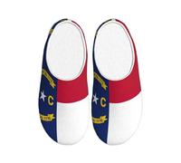 KPXXAQT Chaussons d'intérieur unisexes pour adultes avec motif drapeau de la Caroline du Nord - Anti-boulochage - Lavable - Pour invités et usage quotidien