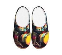 KPXXAQT Cool Drums Ensemble de chaussons d'intérieur unisexes pour adultes Anti-boulochage Lavable Maison pour invités et usage quotidien