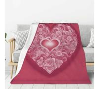 KPXXAQT Couvertures romantiques en flanelle avec imprimé cœur - Légères et chaudes - Pour canapé, lit, camping - Plusieurs tailles disponibles