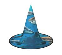 KPXXAQT Dauphins, tortue de mer, requin, pieuvre, récif de corail, imprimé, carnaval, fête, cosplay, chapeau de costume pour adultes, accessoire de saison