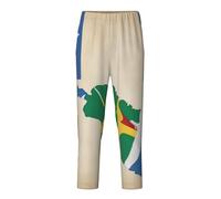KPXXAQT Drapeau des Seychelles Map03 Imprimé Sommeil Loisirs Pantalon Confortable Fit Pyjama Pantalon Bas Relax Pratique, Noir , XS(5-6)
