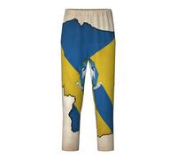 KPXXAQT Drapeau du Rwanda Map02 Imprimé Sommeil Loisirs Pantalon Confortable Fit Pyjama Pantalon Bas Relax Pratique, Noir , L(14-16)