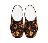 KPXXAQT Heaps of Orange Monarch Butterflies Print Chaussons d'intérieur unisexes pour adulte Anti-boulochage Lavable Maison pour invités et usage quotidien