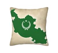 KPXXAQT Housse de coussin carrée avec motif drapeau de la République d'Ouzbékistan map01 - Facile d'entretien - Fermeture éclair invisible