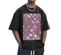 KPXXAQT Joli motif imprimé pailleté pour s'adapter à différents types de corps, décontracté, manches courtes, respirabilité, mode, Noir , XXL