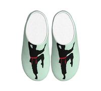 KPXXAQT Karaté Hommes Imprimé Pantoufles d'intérieur unisexe adulte Anti-boulochage Lavable Maison pour invités et usage quotidien