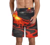 KPXXAQT Kilauea Short de plage fonctionnel à séchage rapide Motif volcans, blanc, 3XL