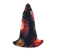 KPXXAQT Magnifique cape à capuche avec imprimé feux d'artifice pour cosplay, carnavals, festival, fête à thème