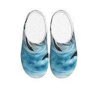 KPXXAQT Ocean Dolphin Looking at You Print Chaussons d'intérieur unisexes pour adulte Anti-boulochage Lavable Maison pour invités et usage quotidien