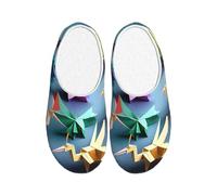 KPXXAQT Origami Pantoufles d'intérieur unisexes pour adulte Motif grues en papier Multicolore Anti-boulochage Lavable Maison pour invités et usage quotidien