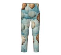 KPXXAQT Pantalon confortable avec imprimé coquillage de mer pour dormir et se détendre, Noir , XS(5-6)