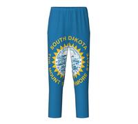KPXXAQT Pantalon confortable avec imprimé drapeau du Dakota du Sud pour dormir et se détendre, Noir , L(14-16)