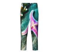 KPXXAQT Pantalon confortable avec imprimé étoiles de mer pour dormir et se détendre, Noir , XS(5-6)