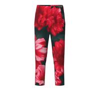 KPXXAQT Pantalon confortable avec imprimé fleurs rouges et roses pour dormir et se détendre, Noir , 10-12
