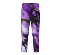 KPXXAQT Pantalon confortable imprimé marbre violet pour dormir et se détendre, Noir , 10-12