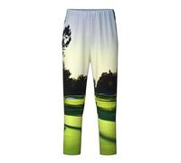 KPXXAQT Pantalon de pyjama confortable avec imprimé parcours de golf pour dormir et se détendre, Noir , S