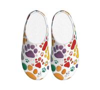 KPXXAQT Paw Prints Art 1 Chaussons d'intérieur unisexes pour adulte Anti-boulochage Lavable Maison pour invités et usage quotidien
