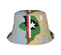KPXXAQT Sao Tomé-et-Principe Drapeau Map03 Imprimé Universel Chapeau Large Bord Protection Solaire Chapeau Seau Chapeau Confortable Aventures en Plein Air Noir