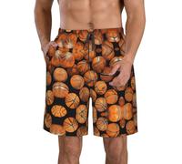 KPXXAQT Short de plage fonctionnel imprimé basket-ball orange à séchage rapide élégant maillot de bain confortable vacances d'été, blanc, M