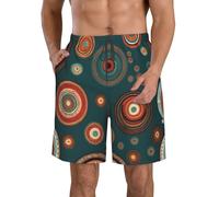 KPXXAQT Short de plage fonctionnel imprimé cercles ethniques à motif floral à séchage rapide et élégant, confortable pour les vacances d'été, blanc, M