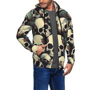 Kpxxaqt Sweatshirt décontracté pour homme avec imprimé crâne squelette pour l'automne et l'hiver streetwear tendance pour la gym, les voyages, Noir , XL