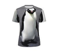 KPXXAQT T-shirt léger à manches courtes pour homme avec imprimé pingouin mignon, Noir , XS