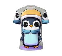 KPXXAQT T-shirt léger à manches courtes pour homme imprimé pingouin mignon pour la gym, la course à pied, Noir , S