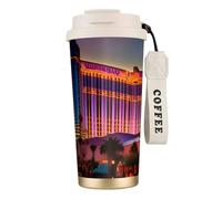 KPXXAQT Tasse en acier inoxydable avec impression coucher de soleil de Las Vegas - Pour le bureau, les aventures en plein air