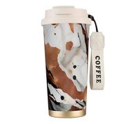 KPXXAQT Tasse en acier inoxydable avec texture marbrée et impression éclaboussures de cuivre pour café, voyage, bureau, aventures en plein air