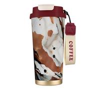 KPXXAQT Tasse en acier inoxydable avec texture marbrée et impression éclaboussures de cuivre pour café, voyage, bureau, aventures en plein air