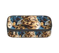 KPXXAQT Trousse à crayons de grande capacité avec imprimé de biscuits, nourriture, chocolat, pépites de chocolat, biscuits, école, école, voyage, étudiants, adolescents et adultes