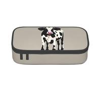 KPXXAQT Trousse à crayons de grande capacité Motif vache à pois noirs Pour l'école, l'université, les voyages, les étudiants, les adolescents et les adultes