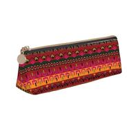 KPXXAQT Trousse à crayons en cuir avec impression bohème et art populaire mexicain - Grande capacité - Pour l'école, les voyages, la salle de classe, le bureau