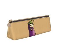 KPXXAQT Trousse à crayons en cuir avec imprimé aubergine de dessin animé - Grande capacité - Pour l'école, les voyages, la salle de classe, le bureau