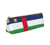 KPXXAQT Trousse à crayons en cuir avec imprimé drapeau de l'Afrique centrale - Grande capacité - Pour l'école, les voyages, la salle de classe, le bureau