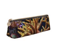 KPXXAQT Trousse à crayons en cuir avec imprimé récif corallien - Grande capacité - Pour l'école, les voyages, la salle de classe, le bureau